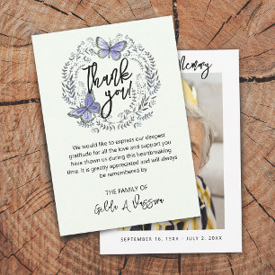 3,5 x5 Butterfly Floral Funeral Hartelijk dank Bedankkaart