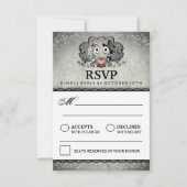 3,5 x5 Halloween Skeleton Black Gray Matching RSVP (Voorkant)