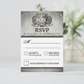 3,5 x5 Halloween Skeleton Black Gray Matching RSVP (Staand voorkant)