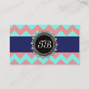 3,5 x 2,0-inch Visitekaartje Chevron Seafoam&Salmo