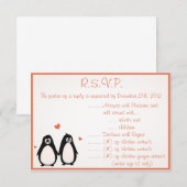 3.5 x 5 Carte de réponse R.S.V.P Manchot Amour/Coh (Devant / Derrière)