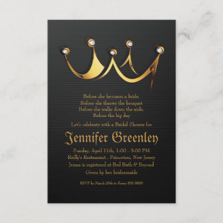 3,5 x 5-inch Gold Royal Queen Crown Vrijgezellenfe Kaart