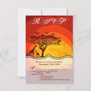 3,5 x 5 R.S.V.P. Carte African Safari Giraffe Suns