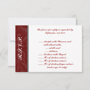 3,5 x 5 R.S.V.P Carte de réponse Dark Maroon Grey