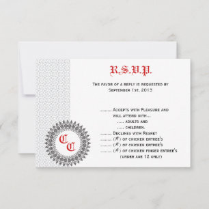 3,5 x 5 R.S.V.P Carte de réponse Gris Rouge imprim