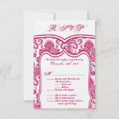 3,5 x 5 R.S.V.P. Mariage de carte Damask (Devant)