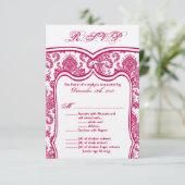 3,5 x 5 R.S.V.P. Mariage de carte Damask (Debout devant)