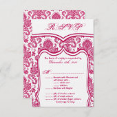3,5 x 5 R.S.V.P. Mariage de carte Damask (Devant / Derrière)