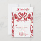 3,5 x 5 R.S.V.P. Mariage de carte Damask (Devant)