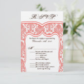 3,5 x 5 R.S.V.P. Mariage de carte Damask (Debout devant)