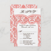 3,5 x 5 R.S.V.P. Mariage de carte Damask (Devant / Derrière)