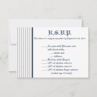 3.5 x 5 R.S.V.P Reply Kaart Blauw Seahorse strepen