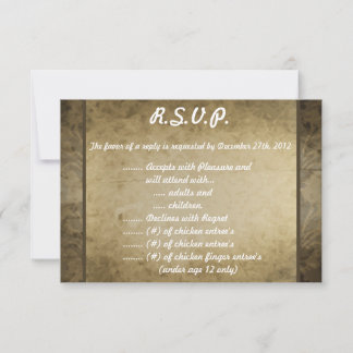 3,5 x 5 R.S.V.P Reply Kaart  Bruin Damask
