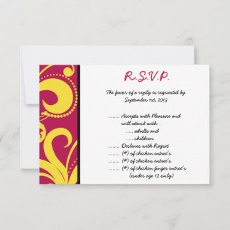 3,5 x 5 R.S.V.P Reply Kaart Hot Pink/Yellow Swirls