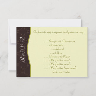 3,5 x 5 R.S.V.P Reply Kaart Licht/Olijfgroen Chand