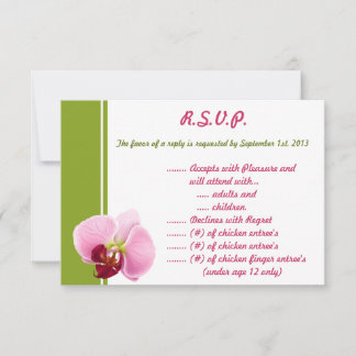 3,5 x 5 R.S.V.P Reply Kaart Roze Orchidee Lange St