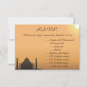3.5 x 5 R.S.V.P Reply Kaart Taj Mahal Sunset Sinaa