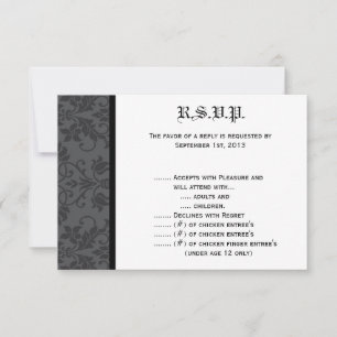 3,5 x 5 R.S.V.P Reply Kaart Zwart Grijs Formal Got