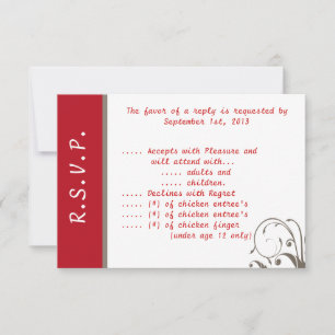 3,5 x 5 R.S.V.P Répondre carte Crimson rouge/gris