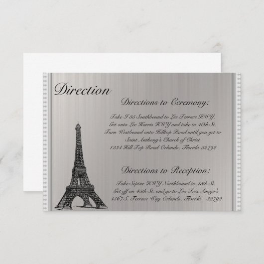 3,5 x 5 richting Kaart zwart Eiffeltoren (Voorkant / Achterkant)