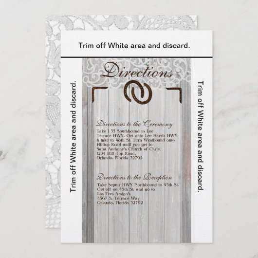 3,5 x 6 Directions Cartes Chaussures Horse Bois (Devant / Derrière)