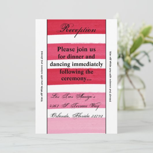 3,5 x 7 - Carte de réception Fond De Ligne Rose Om (Debout devant)