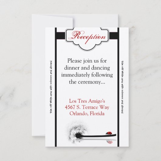 3,5 x 7 Carte de réception Lady Bug Dandilion Flow (Devant)