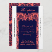 3,5 x 7 Carte de réception Marine Blue Coral Damas (Devant / Derrière)