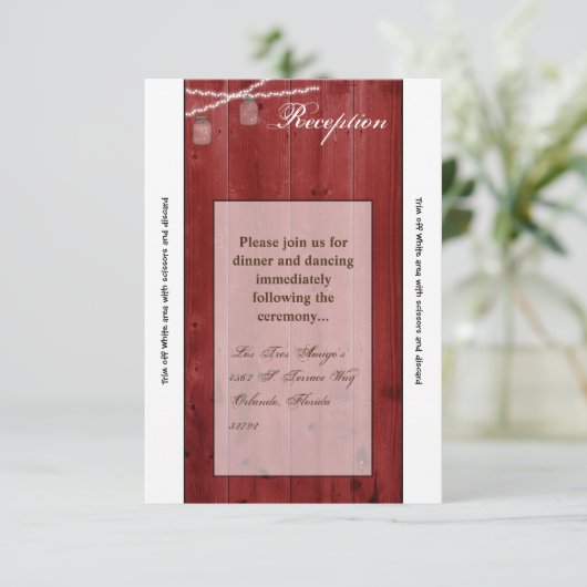 3,5 x 7 Carte de réception Mason Jar Chaîne Lumièr (Debout devant)