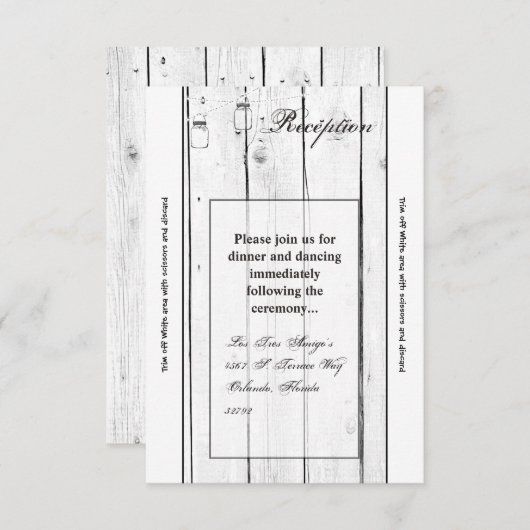 3,5 x 7 Carte de réception Mason Jar Chaîne Lumièr (Devant / Derrière)