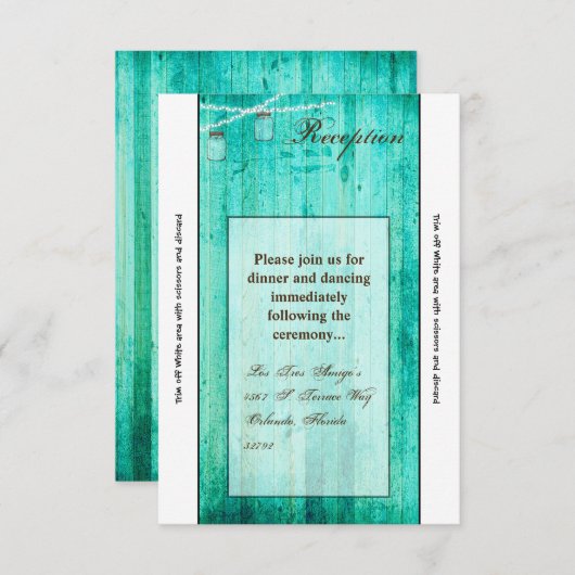 3,5 x 7 Carte de réception Mason Jar Chaîne Lumièr (Devant / Derrière)