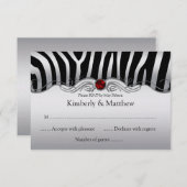 3.5x5 Black Silver Zebra Red Jewel RSVP (Devant / Derrière)