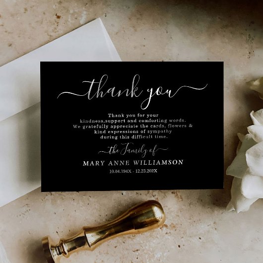 3.5x5 Calligraphie Script Carte de remerciements f