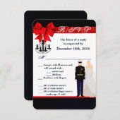 3.5x5 Carte de R.S.V.P. Uniforme Marin Marié (Devant / Derrière)