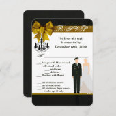 3.5x5 Carte de R.S.V.P. Uniforme Militaire Mariée (Devant / Derrière)