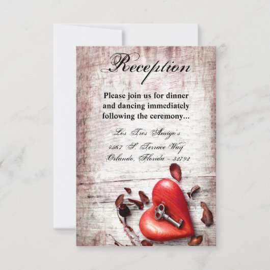 3.5x5 Carte de réception Country Wood Key to my He (Devant)