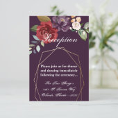3.5x5 Carte de réception Plum violet Roses Gold Ge (Debout devant)