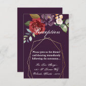 3.5x5 Carte de réception Plum violet Roses Gold Ge (Devant / Derrière)