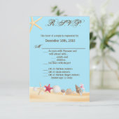 3.5x5 Carte de réponse R.S.V.P. Coquillages Sable  (Debout devant)