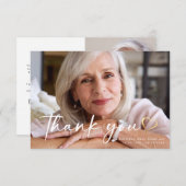 3.5x5 Elegant Chic Script Funeral Photo Bedankkaart (Voorkant / Achterkant)