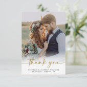 3.5x5 Elegant Chic Script Weduwfoto Bedankkaart (Staand voorkant)