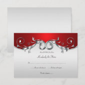 3,5x5 Élégant RSVP rouge et argent (Devant / Derrière)