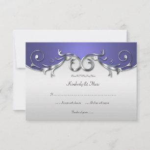 3.5x5 Elegante Paarse en Zilveren RSVP Kaartje