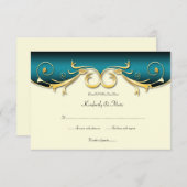 3.5x5 Elegante Teal Gouden RSVP (Voorkant / Achterkant)