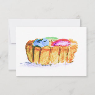 3.5X5" Fruit Taart Originele Abstracte Kunst Notit Notitiekaartje