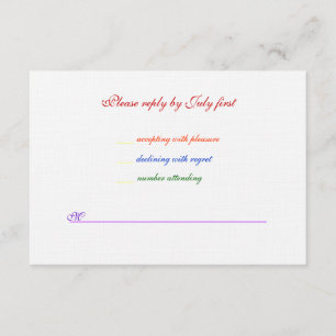 3,5x5 Gay Wedding Rainbow LGBT Pride Linen RSVP Kaartje