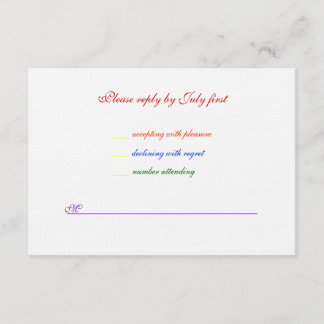 3,5x5 Gay Wedding Rainbow LGBT Pride Linen RSVP Kaartje