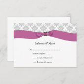 3,5x5 Gray blanc Damask Pink Ribbon Jewel RSVP (Devant / Derrière)