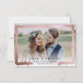 3.5x5 Liefde & Bedankt Roze Folie Foto bruiloft (Voorkant)