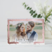 3.5x5 Liefde & Bedankt Roze Folie Foto bruiloft (Staand voorkant)